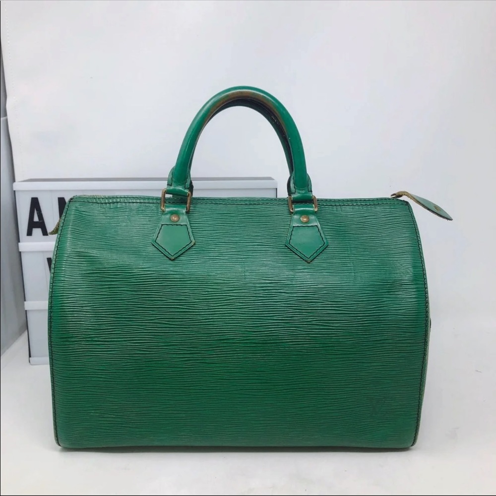 Sold Louis Vuitton Green Speedy 30 Epi Leather Bag - Picture 1 of 8